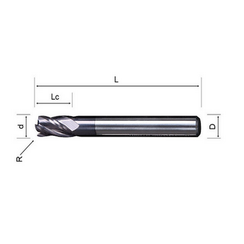 Corner Radius End Mills With 4 Flutes